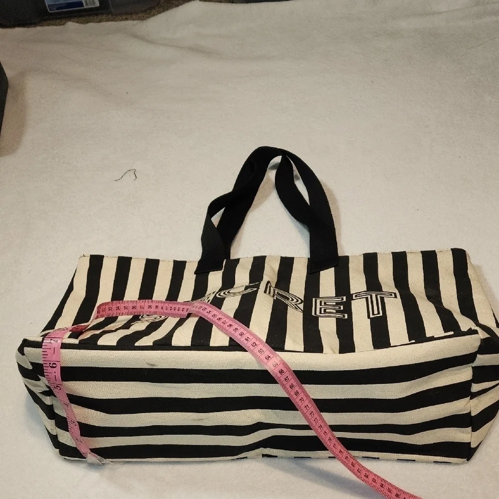 Victoria K Monochrome Striped Tote
